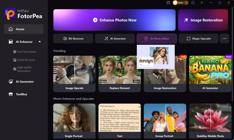open hitpaw fotorpea and select ai image editor