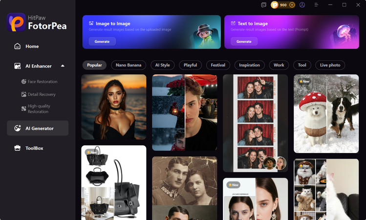 open HitPaw and select AI Generator