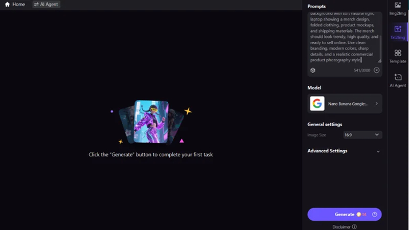 enter merch design prompt in hitpaw fotorpea
