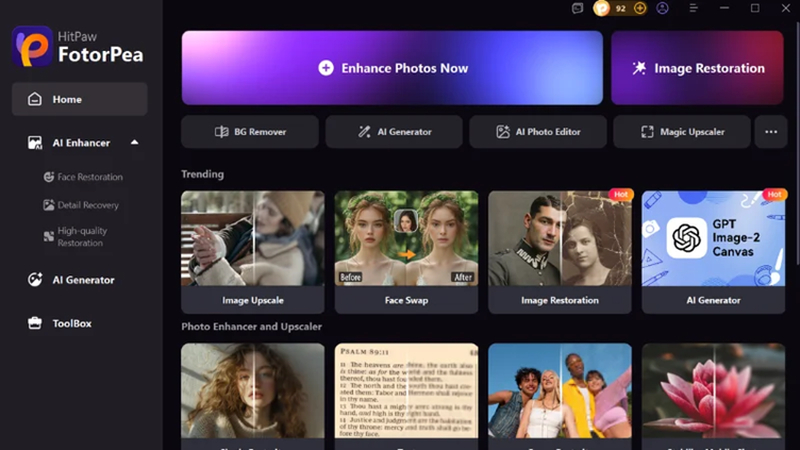 launch hitpaw fotorpea and selecting ai generator