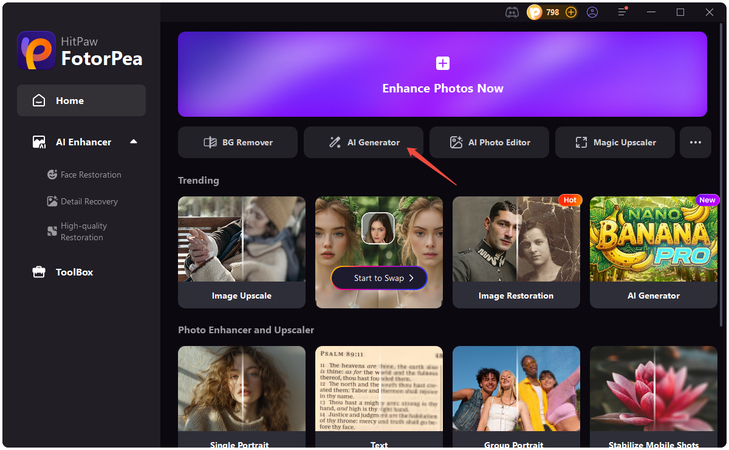 open hitpaw fotorpea and start ai image