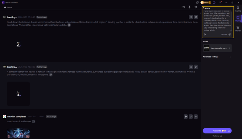 إنشاء صور يوم المرأة