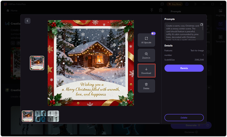 preview & download AI Christmas card