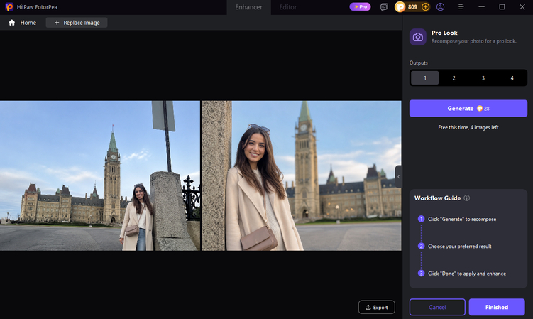 preview and download the recomposed portrait