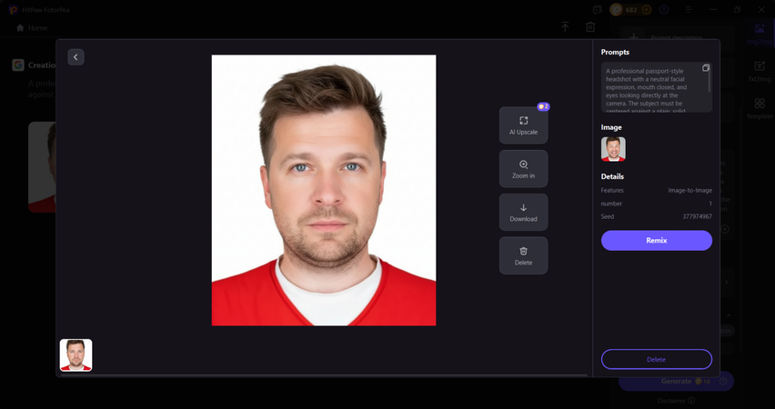 save the final passport ready photo to computer