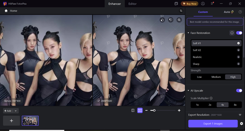 Preview and export an AI-enhanced BLACKPINK photo