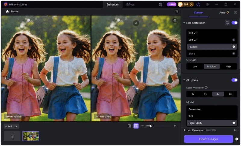 comparing original and improved photo details