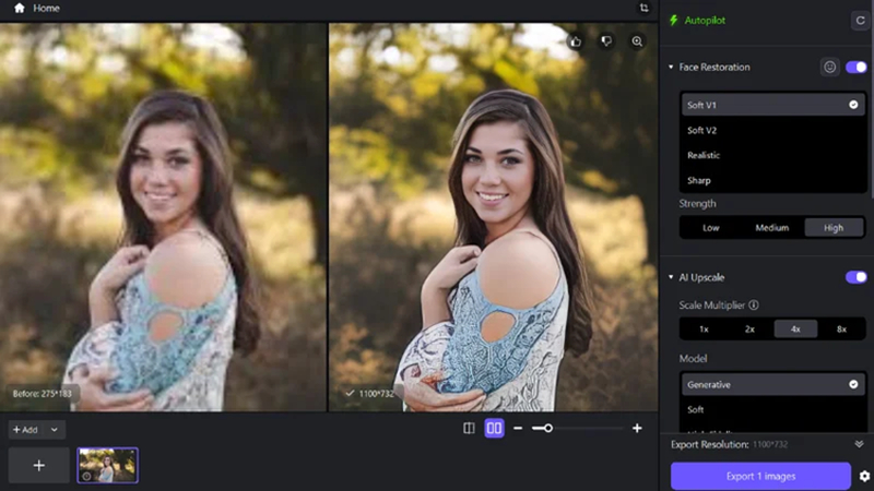 preview enhanced photo result before saving