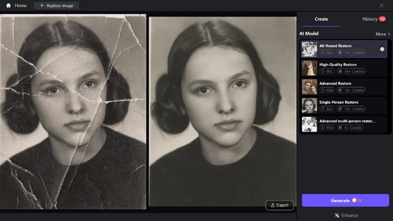 preview and save restored photo in hitpaw fotorpea