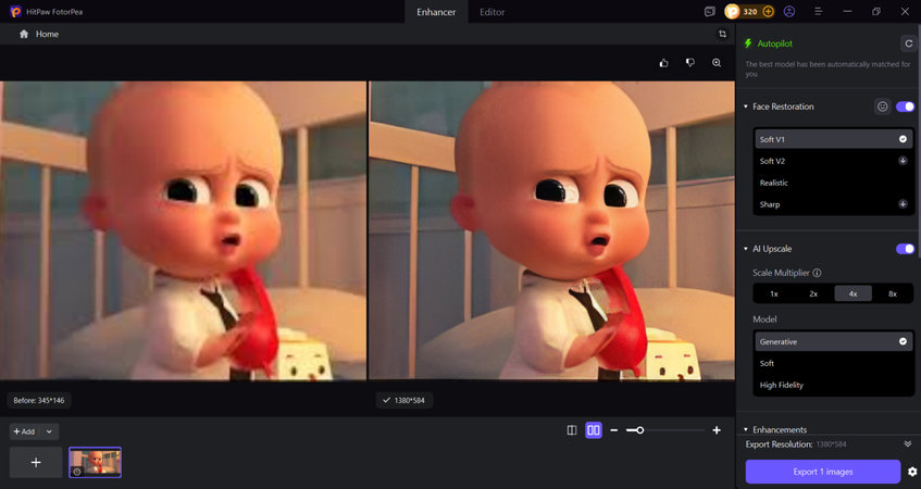 preview and export enhanced gugu gaga photo