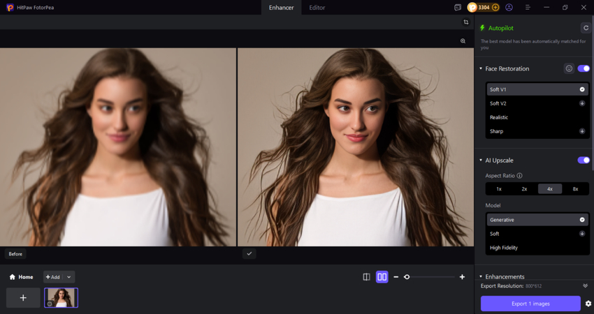 review and download the enhanced photo