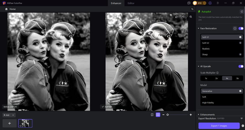 preview and download restored old military photo