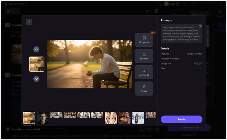 review ai generated image and download final result