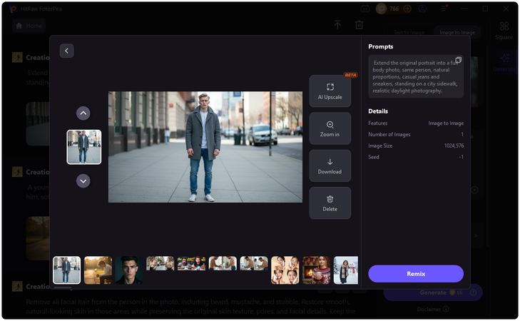 review generated ai full body image and download