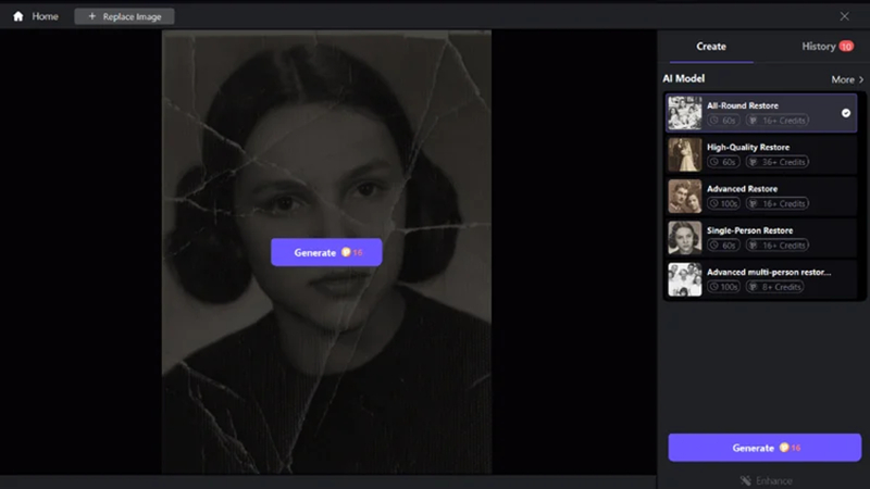 select ai model for old photo restoration