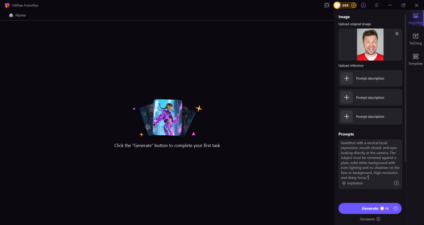 upload rejected passport photo for editing