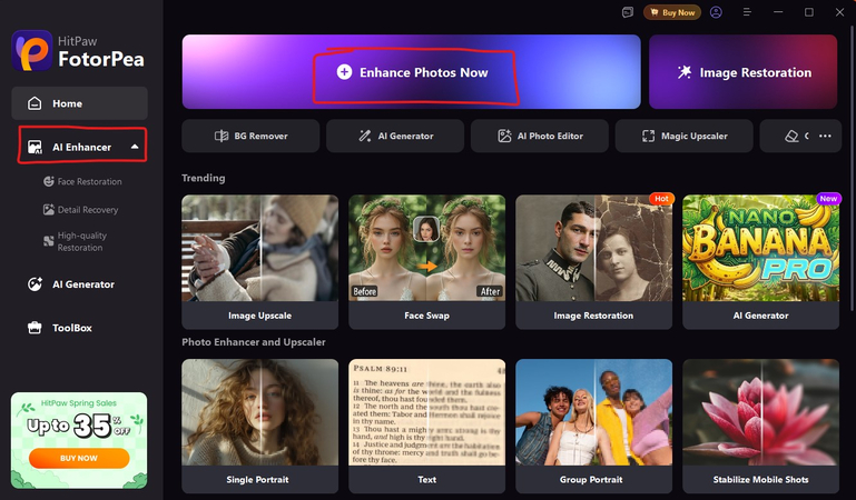 select the ai enhancer and tap the photos now