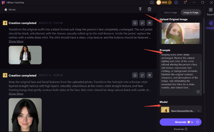 convert original photo using ai image to image tool