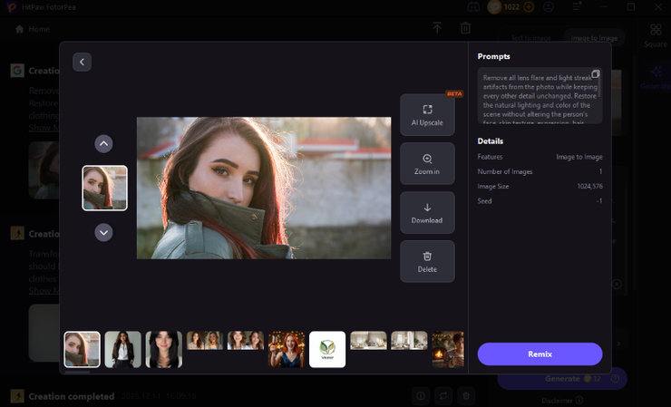 review and finalize ai enhanced photo results
