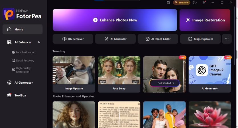 Screenshot showing how to upload a blurry Halloween photo into HitPaw FotorPea