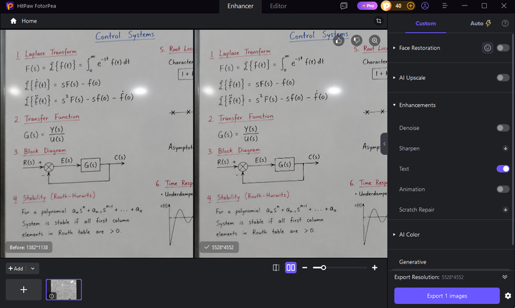 adjust enhancement export