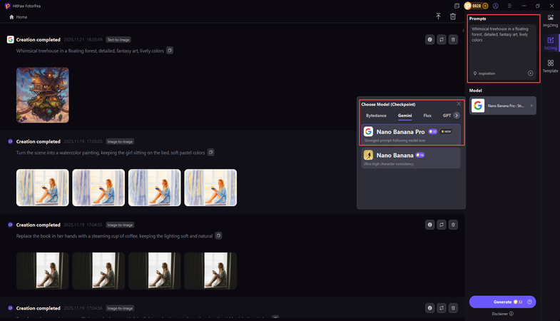 type the description