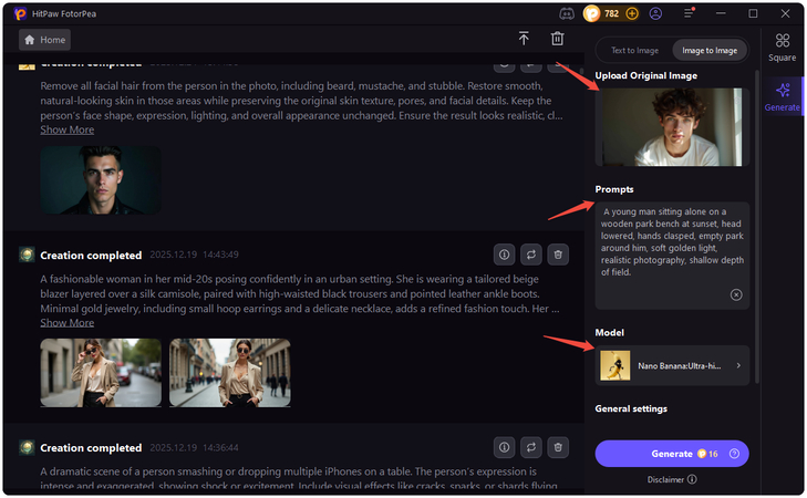 upload original photo and enter prompt