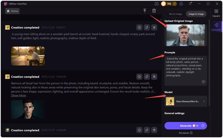 upload photo and generate full body image using ai