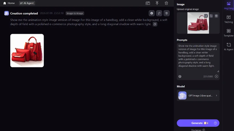 upload original image and enter ai shadow prompt