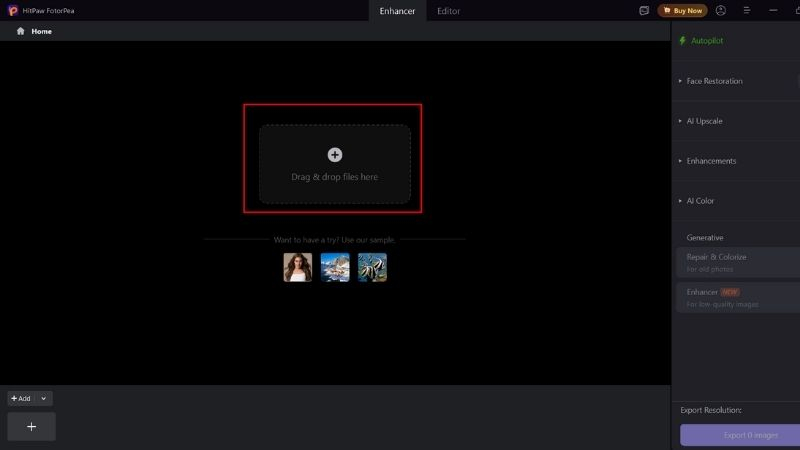 upload image for enhancement