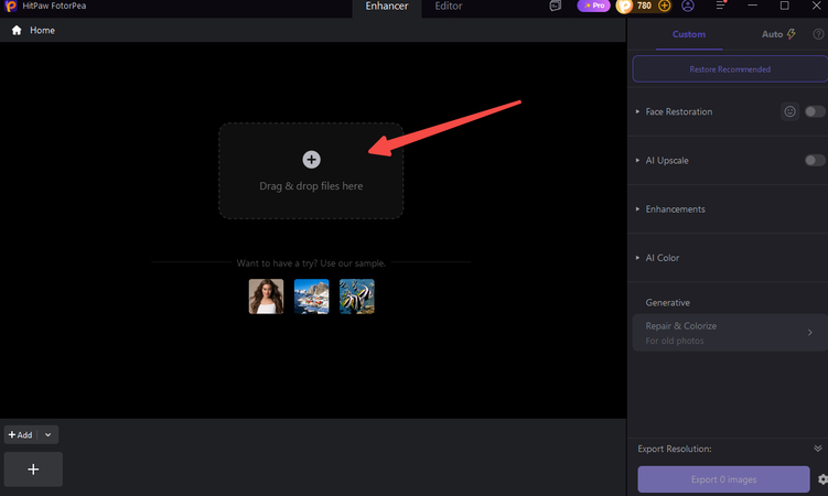 upload image in hitpaw fotorpea