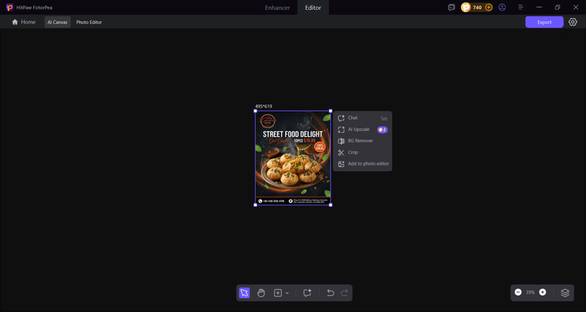 upload an image and resize