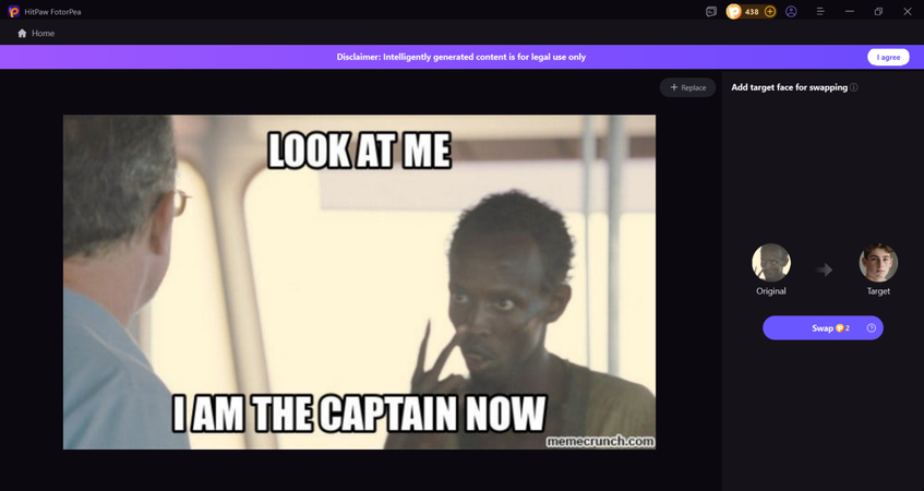 upload original and reference image for swapping