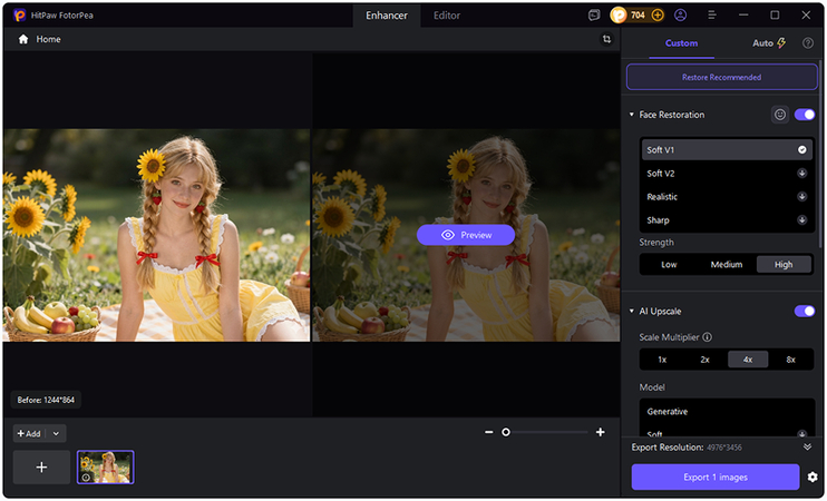upload low-quality photo to hitpaw fotorpea