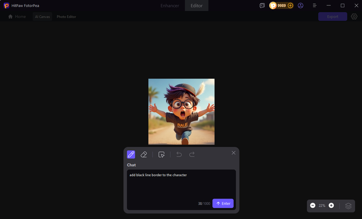 enter the prompts to make ai edit