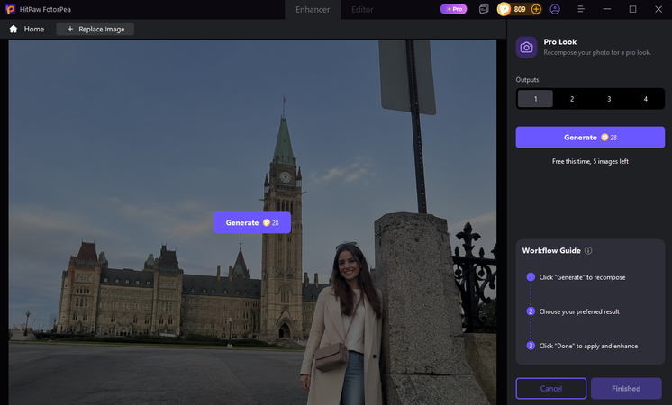 Upload a portrait photo for AI recomposition