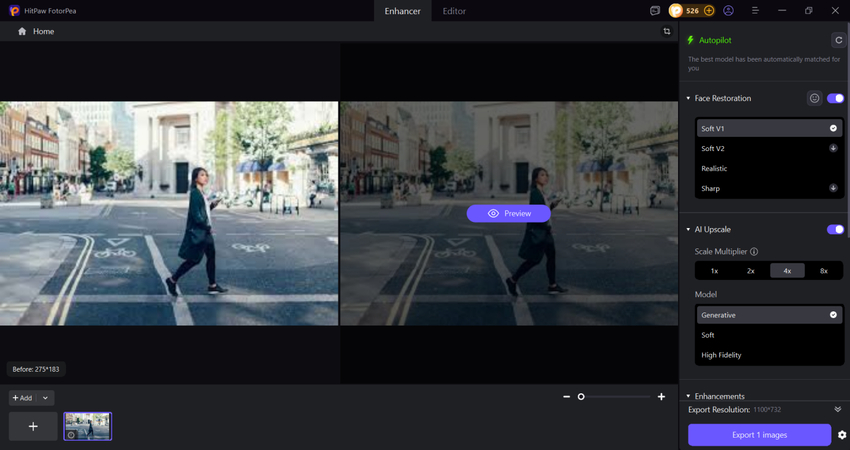 upload street photography photo for ai enhancement