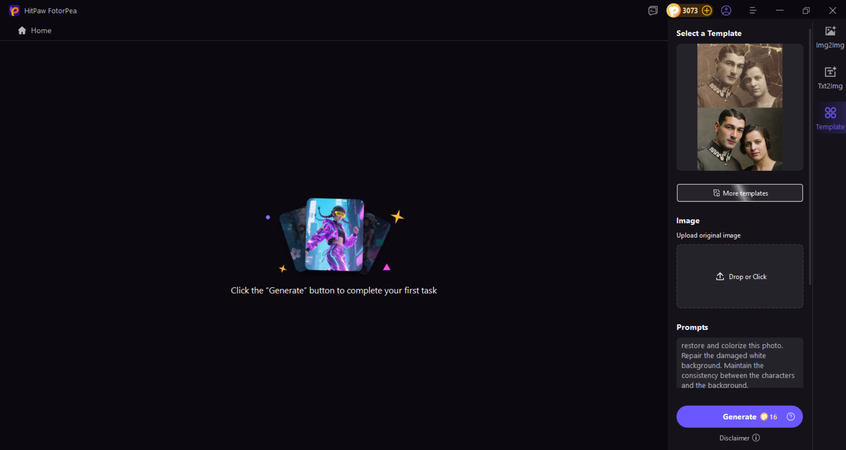 upload an image to revive face