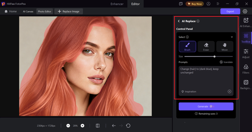 use brush to replace hair color