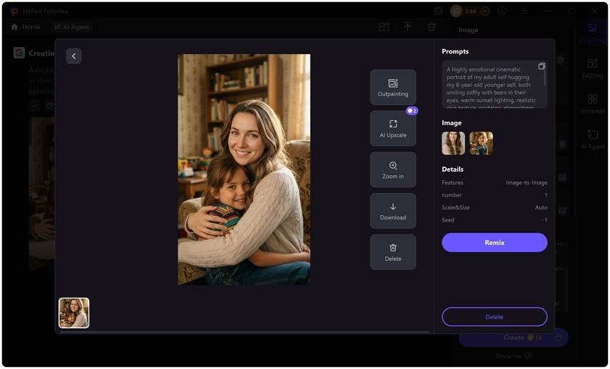 إنشاء صورة عناق نسختي الأصغر باستخدام Gemini