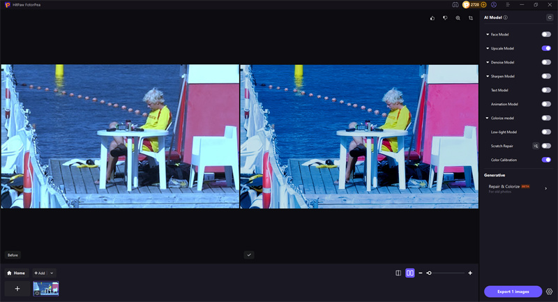 preview the enhanced photo