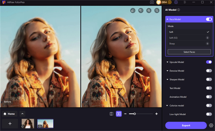 preview the enhanced face