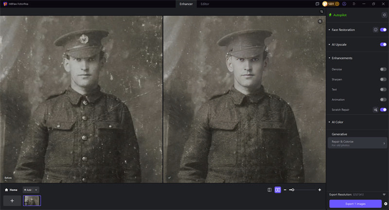 restore photo scratch with fotorpea
