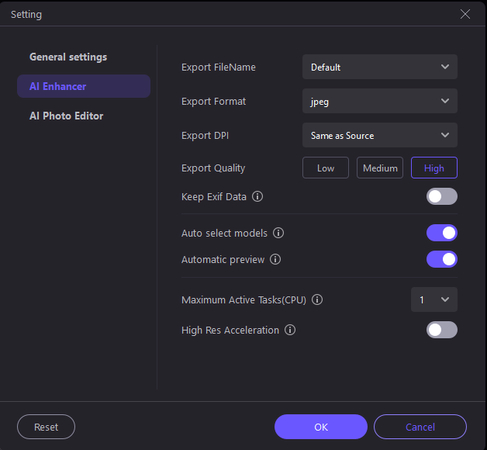 ai enhancer settings