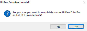 hitpaw photo uninstall confirmation