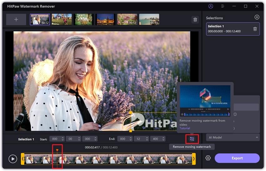 remove moving watermark from video – remove & export