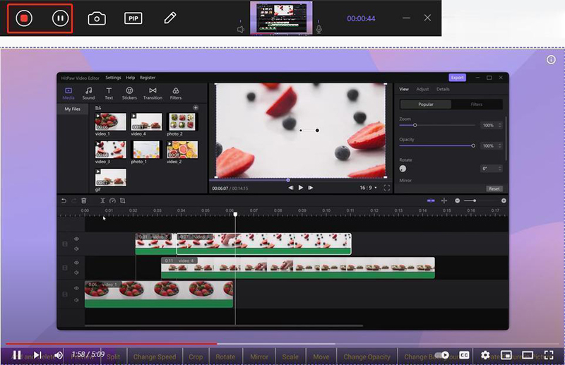 HitPaw Screen Recorder 녹화 종료나 포오즈