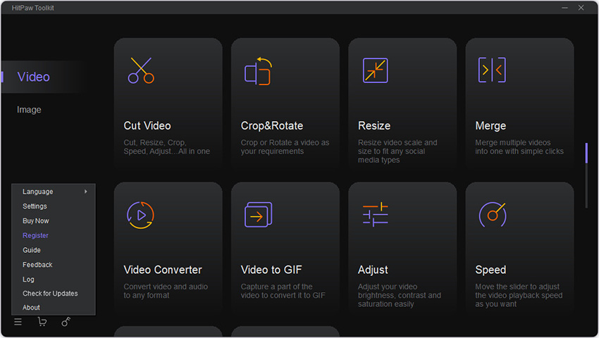 click register on HitPaw Toolkit