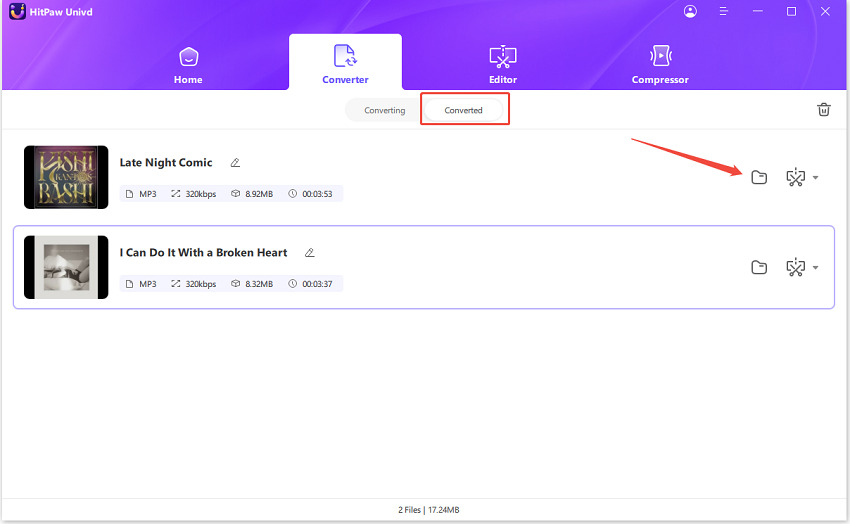 open converted mp3 files