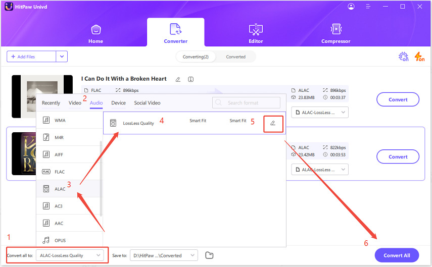 choose to convert flac to alac